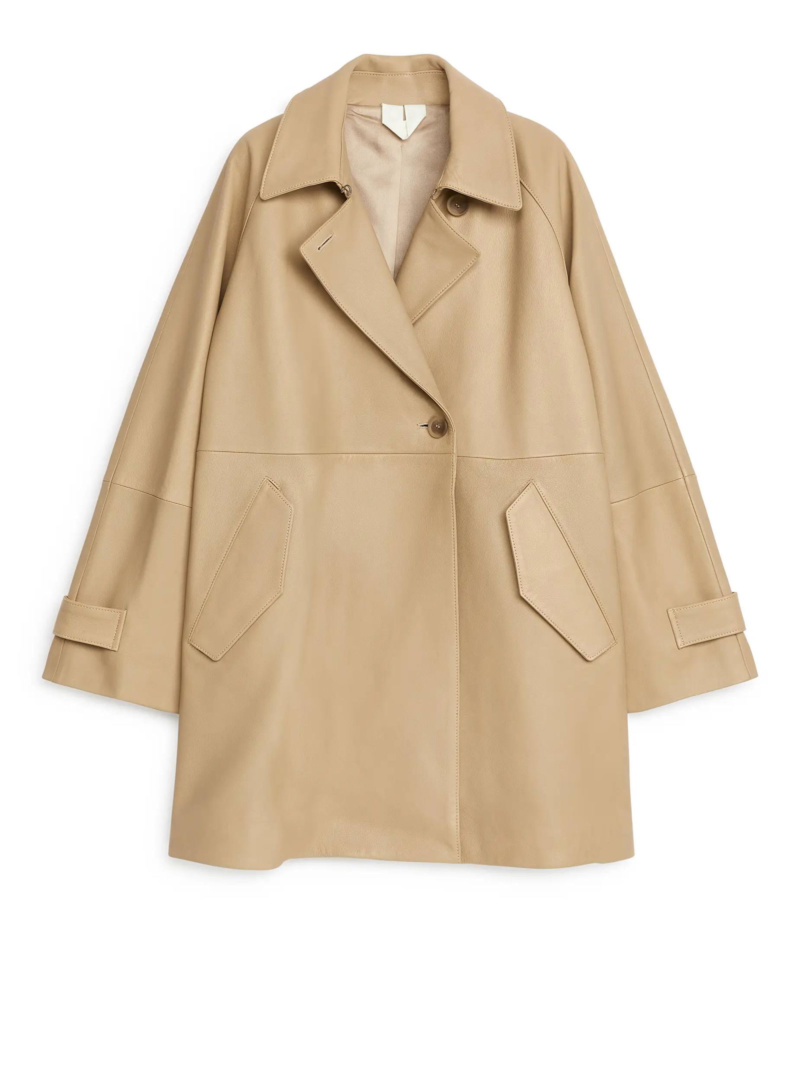 the most fashionable ARKET Short Leather Trenchcoat in Beige Endource
