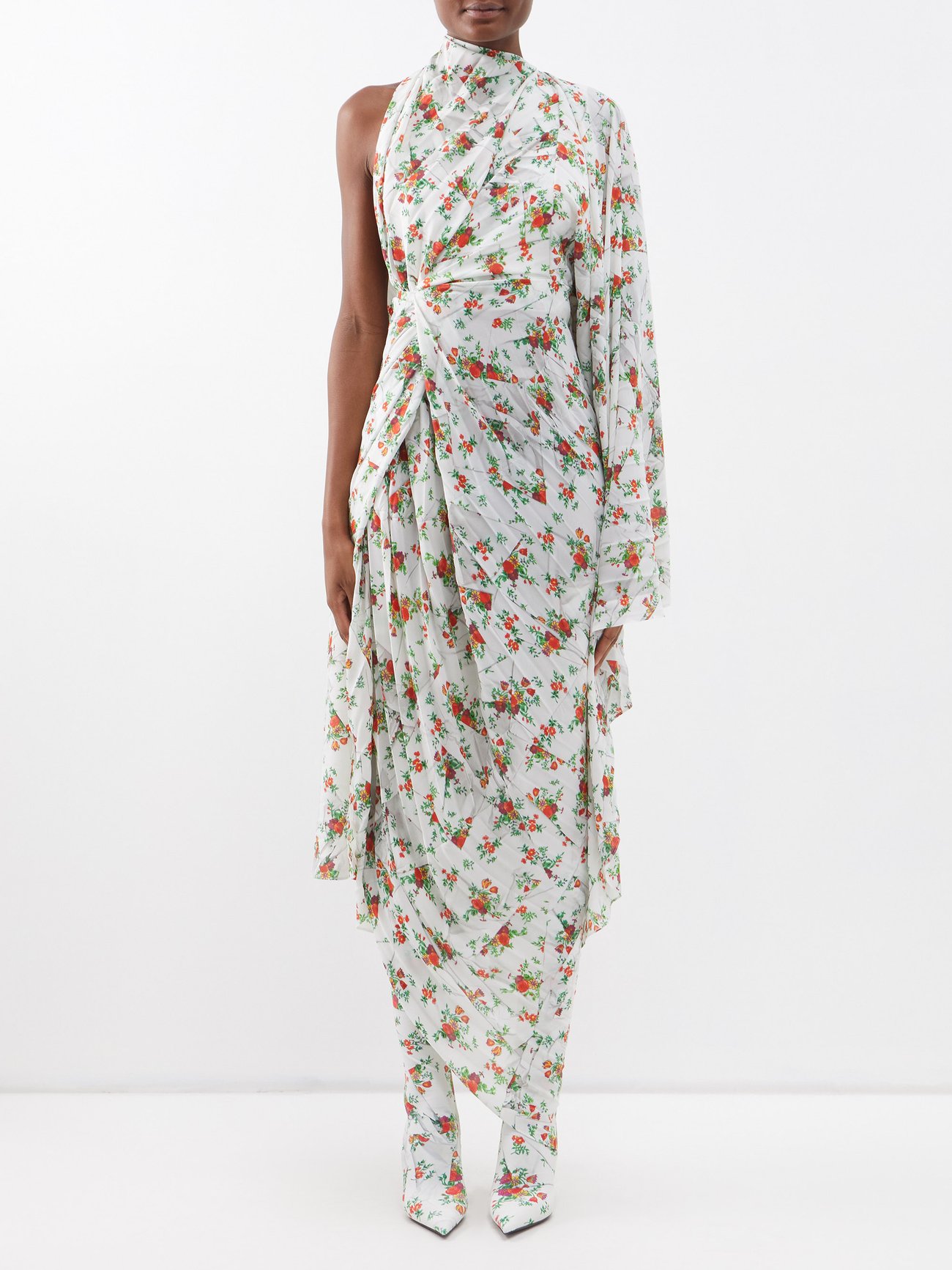 balenciaga floral backless dress Balenciaga Runway Floral Print Gown Look #30, Fall 2016  Basha Gold