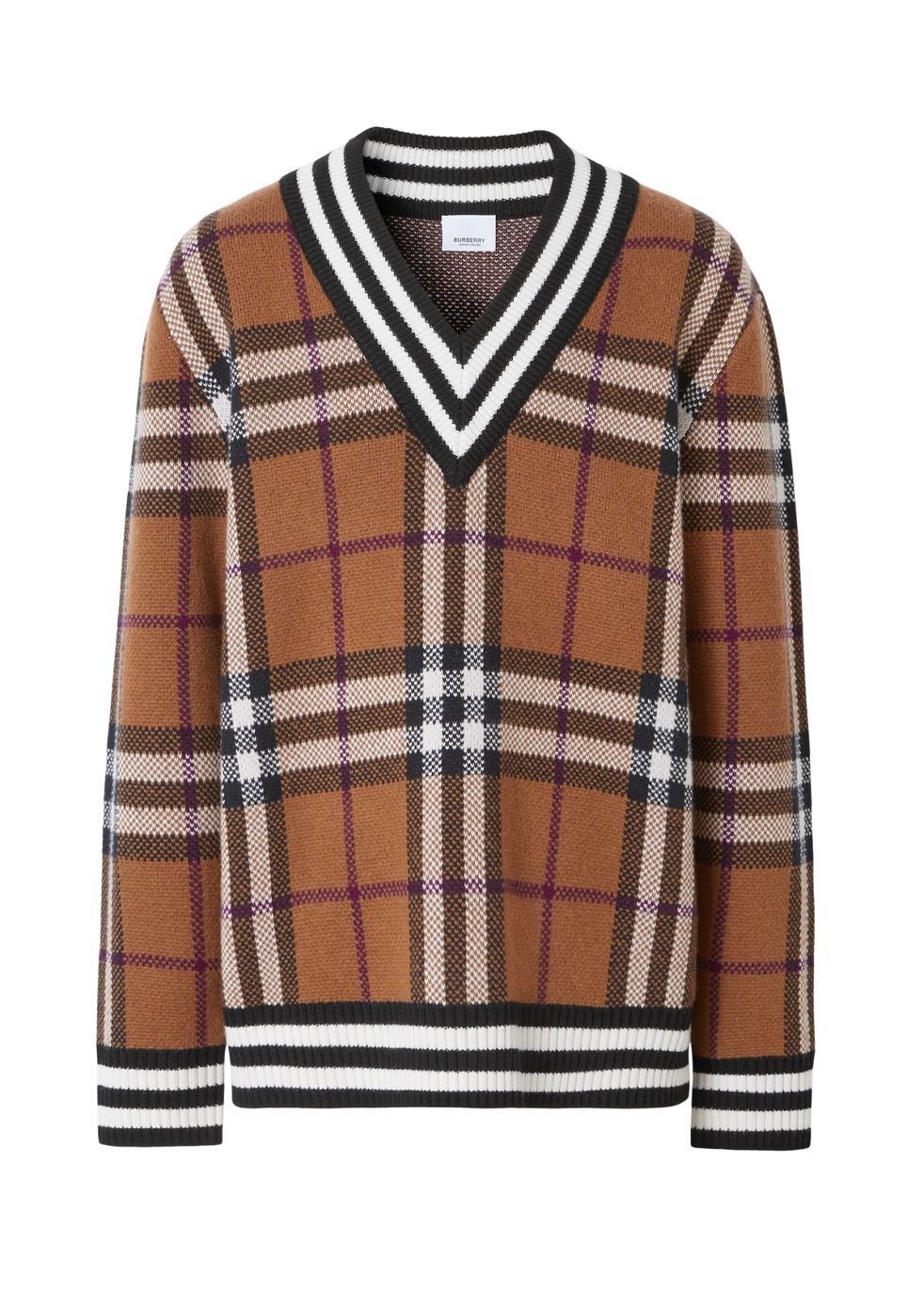 BURBERRY Check Cashmere Jacquard Sweater