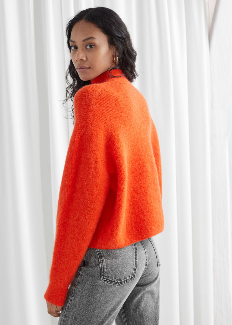  OTHER STORIES Wool Blend Oversized Mock Neck Sweater in Orange