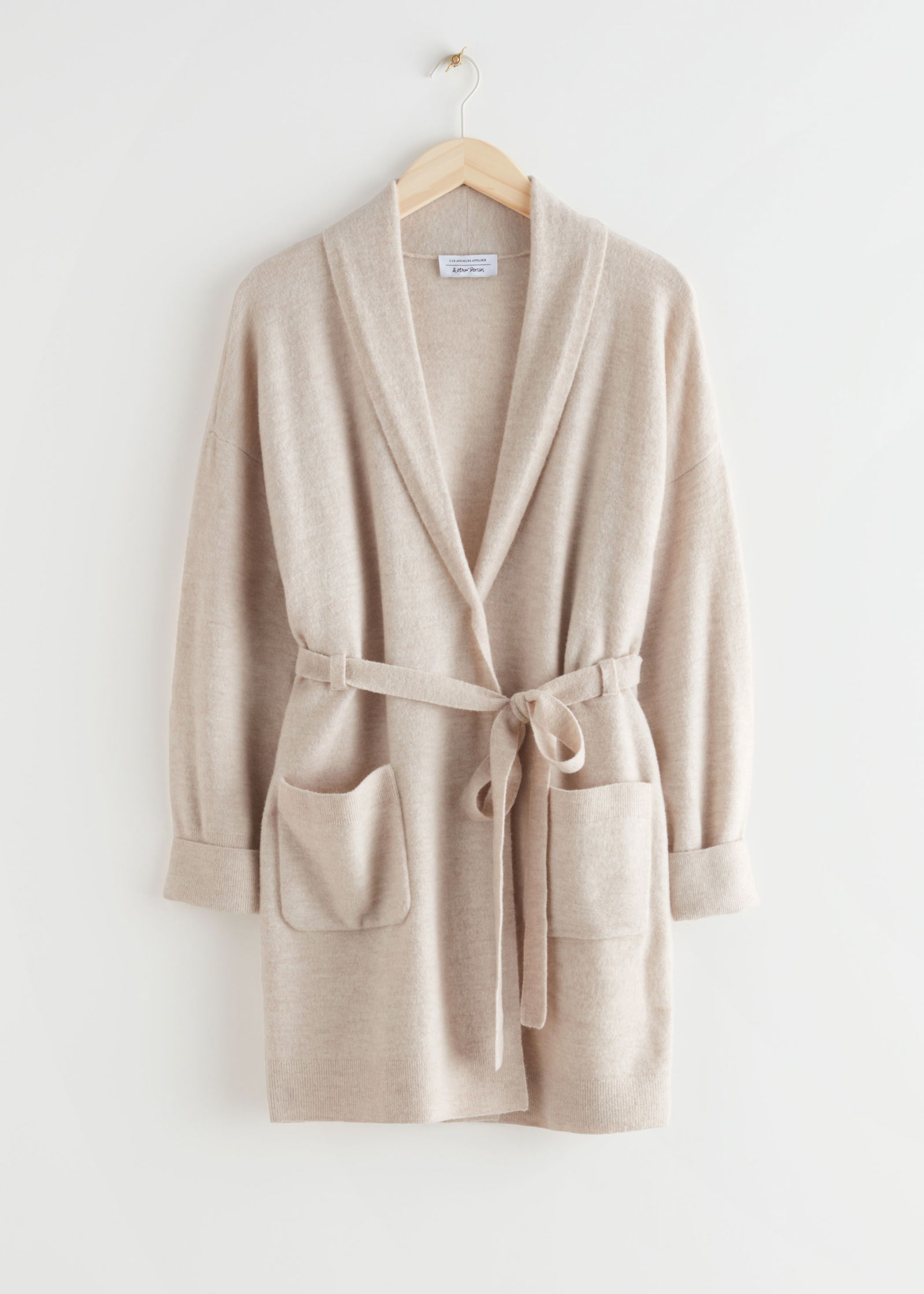 Long Belted Shawl Collar Cardigan