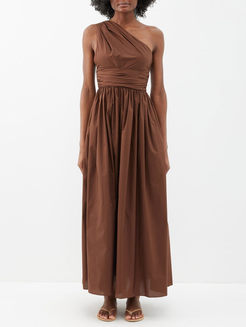 matteau dress brown Matteau One Shoulder Dress | Clove, Maxi | Brown / Clove main image 1