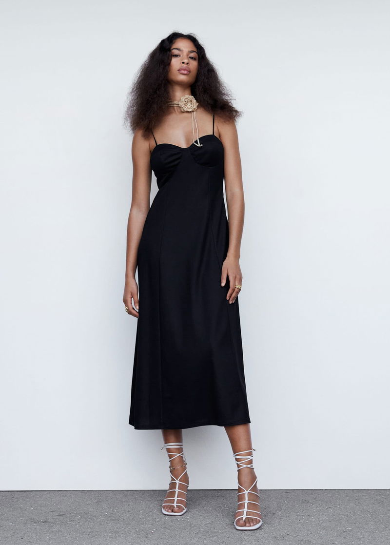 mango flared midi dress MANGO - Flared midi-dress with belt Chocolate