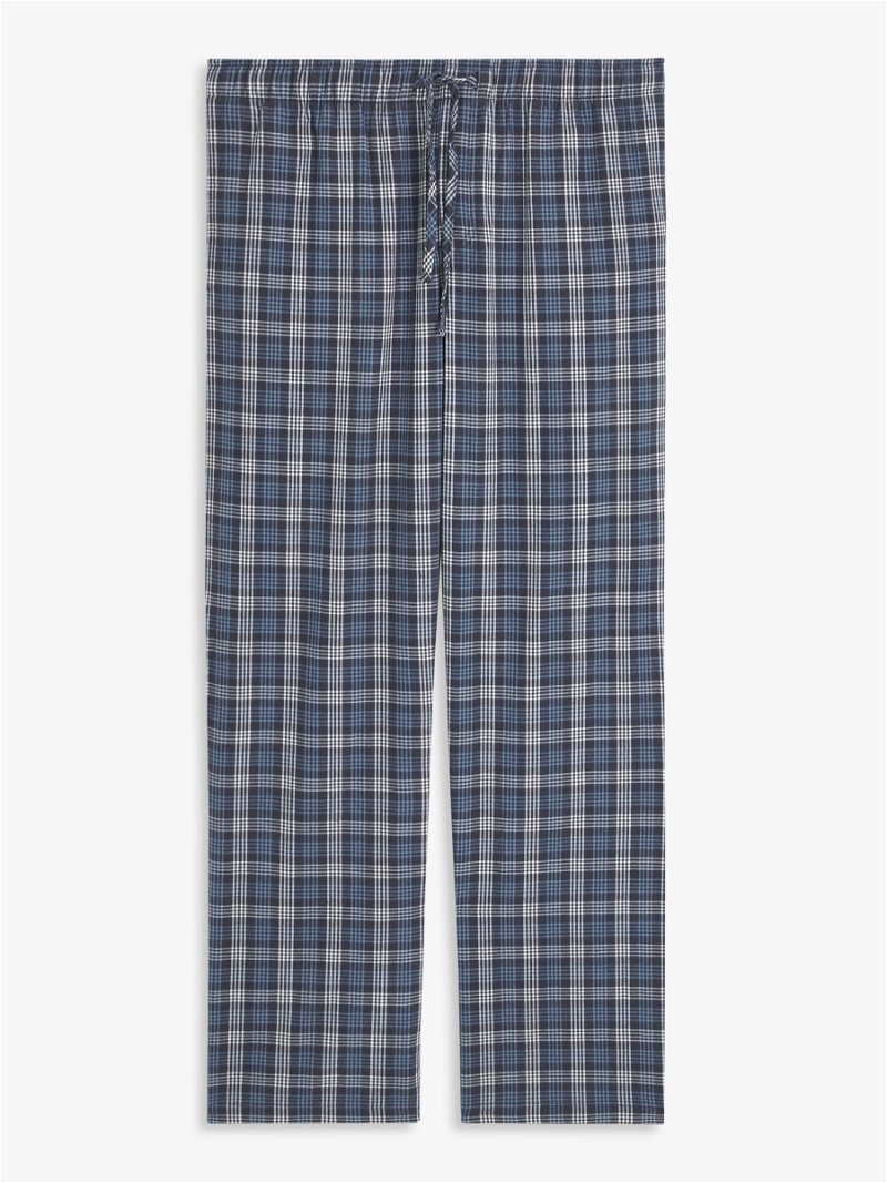 John Lewis Organic Cotton Poplin Stripe Pyjama Bottoms, Blue at