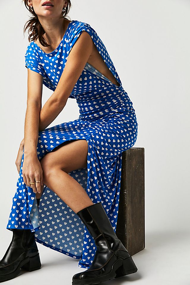 lakeside printed midi dress Free People Lakeside Heart Printed Midi Dress, Ginger Combo