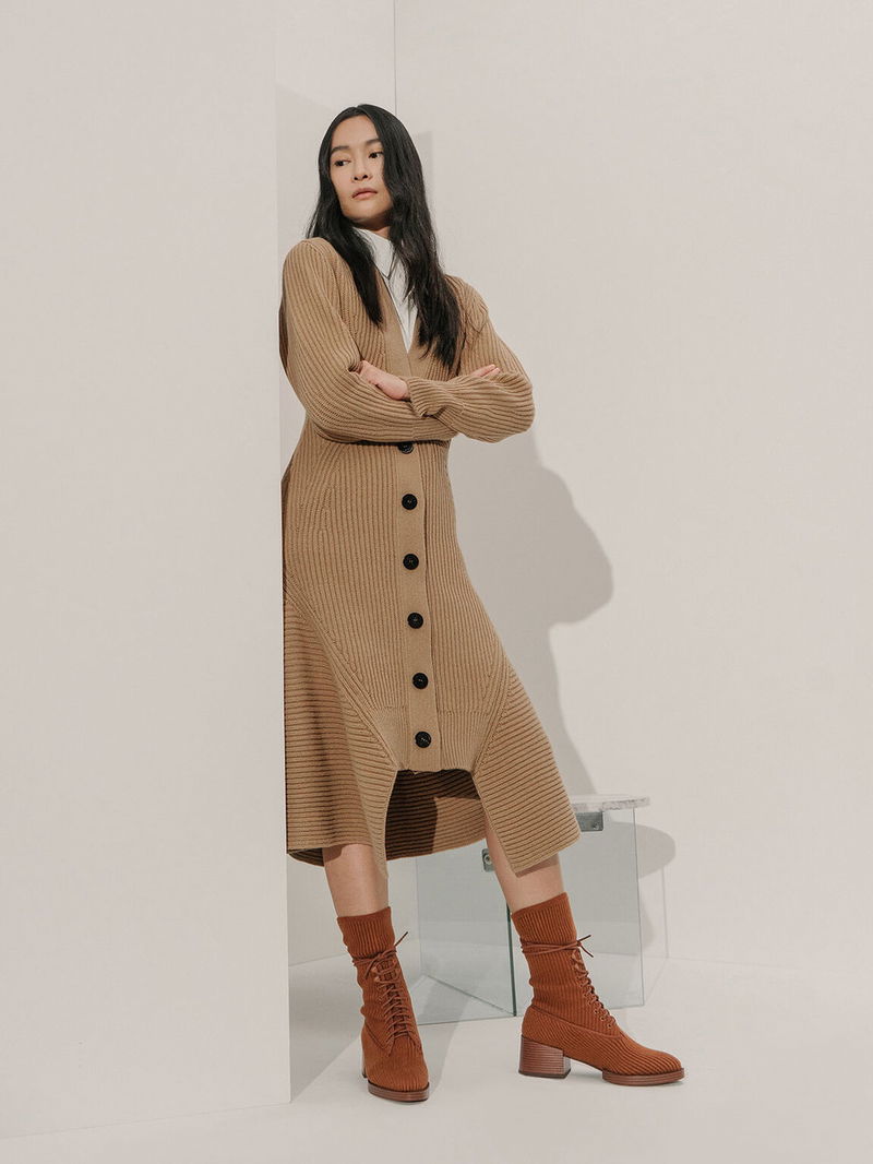 CHARLES & KEITH Knitted Lace-Up Ankle Boots | Endource image.