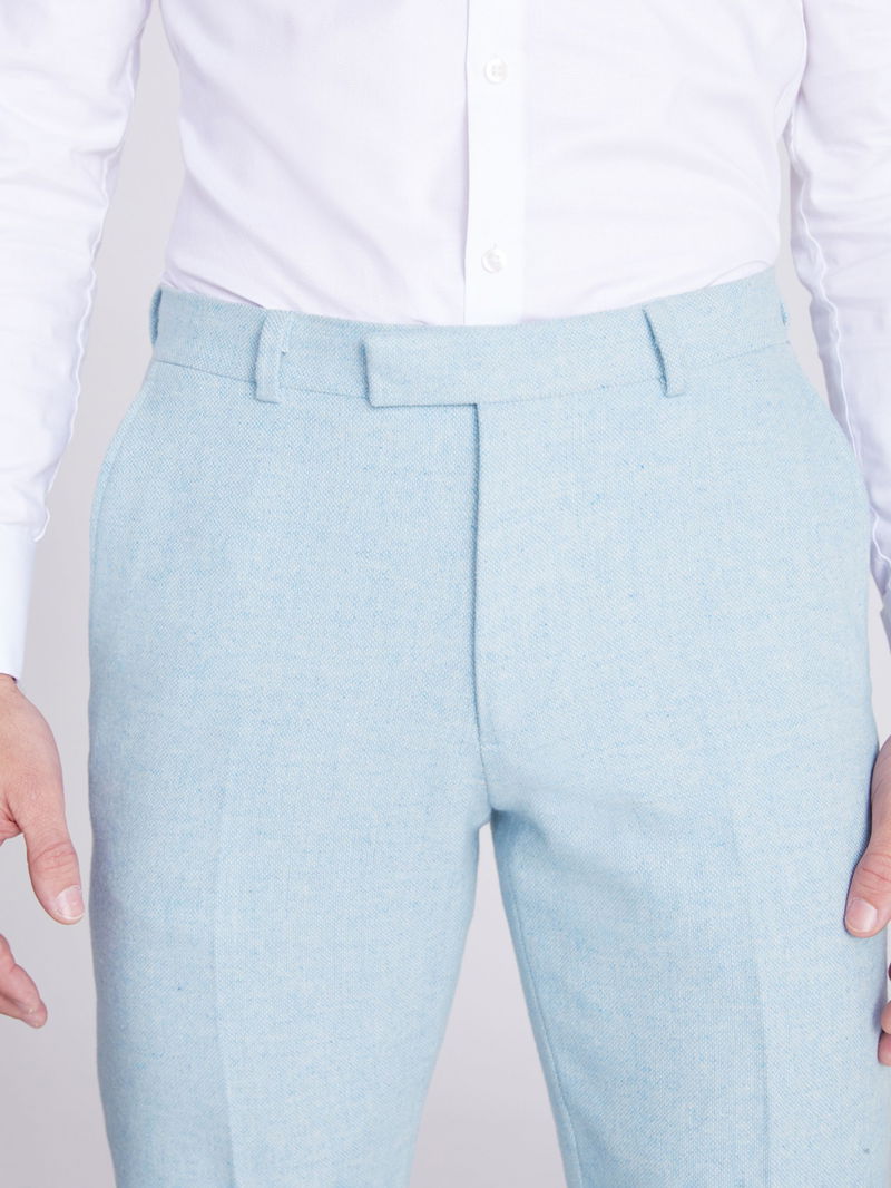 MOSS Tailored Fit Donegal Suit Trousers in Light Blue | endource