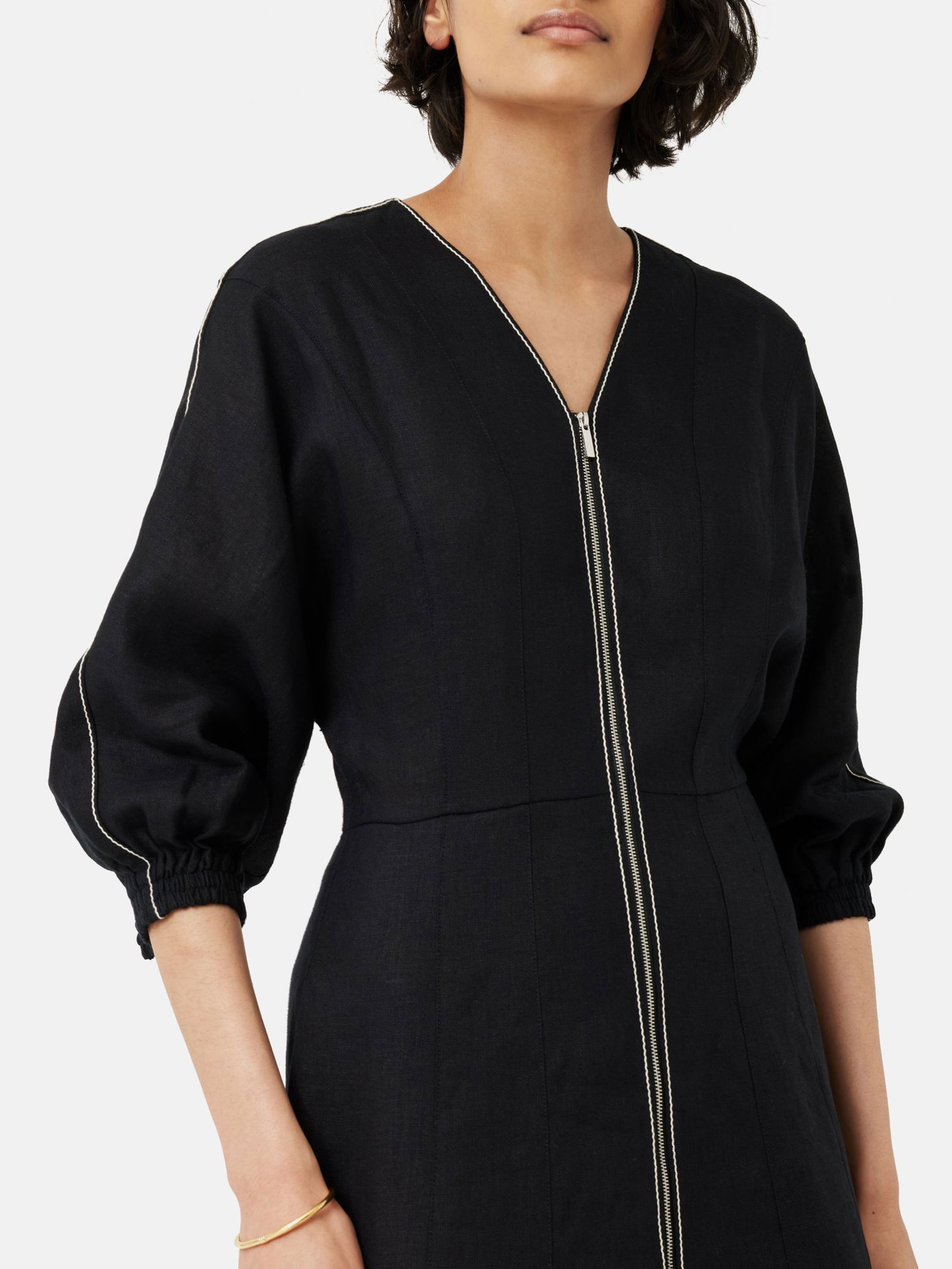 JIGSAW Linen Zip Front Midi Dress | endource JIGSAW Linen Zip Front Midi Dress | endource