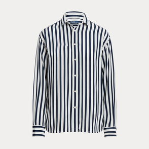 POLO RALPH LAUREN Relaxed Fit Striped Silk Shirt in White