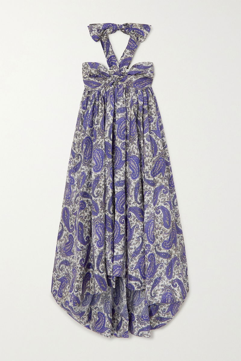ZIMMERMANN Devi Pleated Printed Silk Halterneck Midi Dress | endource ZIMMERMANN Devi Pleated Printed Silk Halterneck Midi Dress | endource