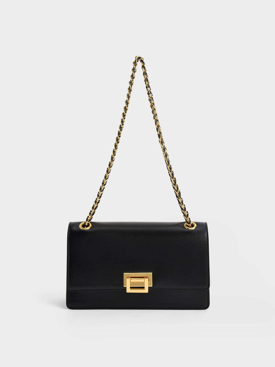 CHARLES & KEITH Chain Handle Shoulder Bag in Black Endource