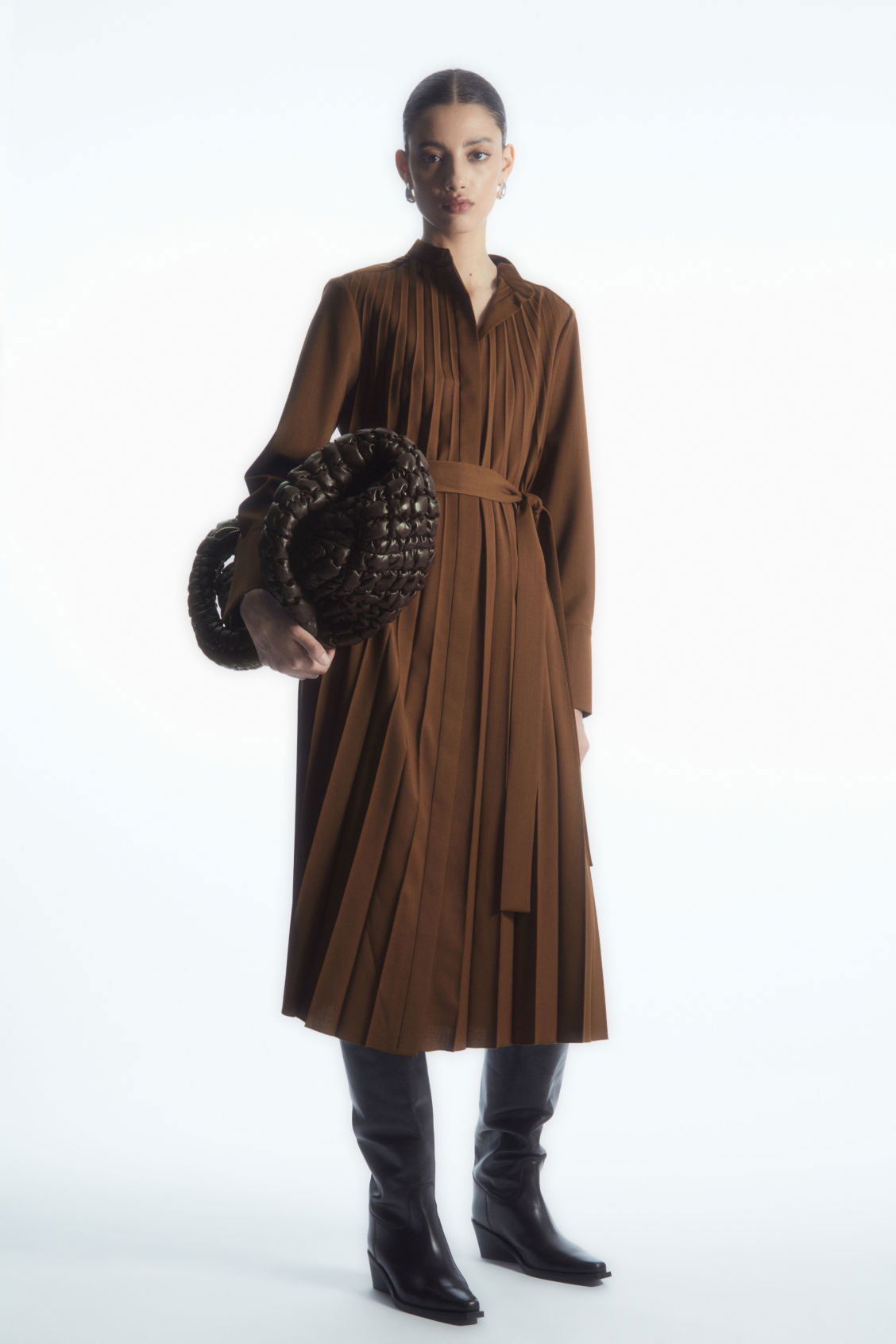 cos pleated wool-blend shirt dress COS Pleated Wool-Blend Shirt Dress