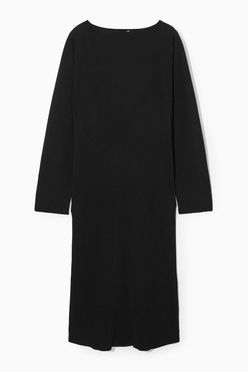 COS Pleated Midi Dress in BLACK | Endource