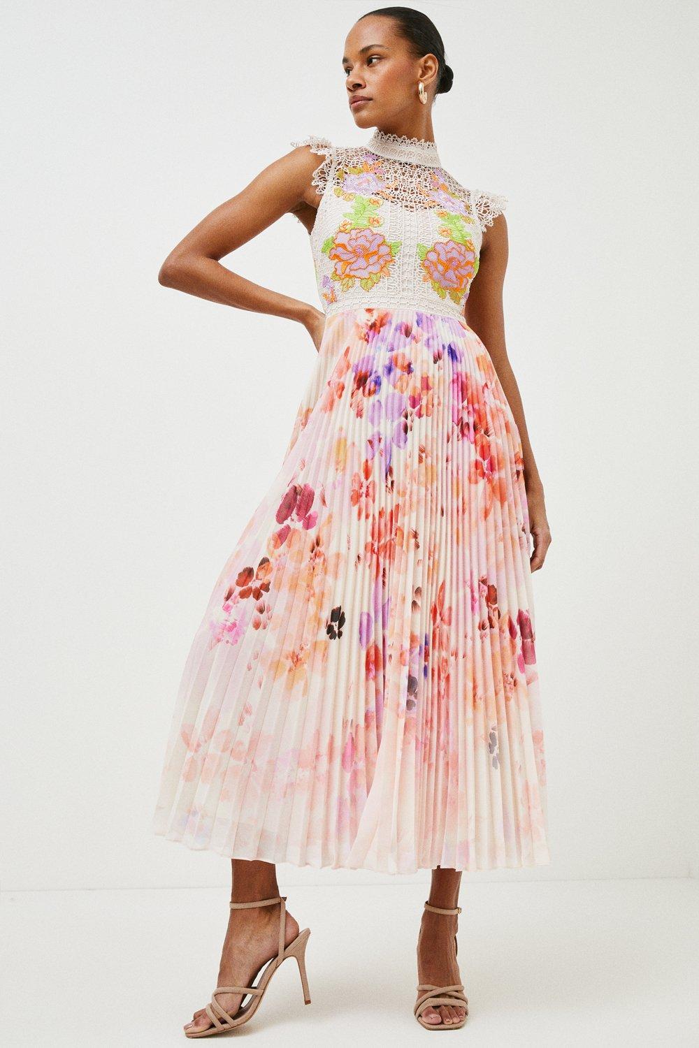 chinese dress ladies Rent Karen Millen Guipure Lace Woven Halter Midi Dress main image 0
