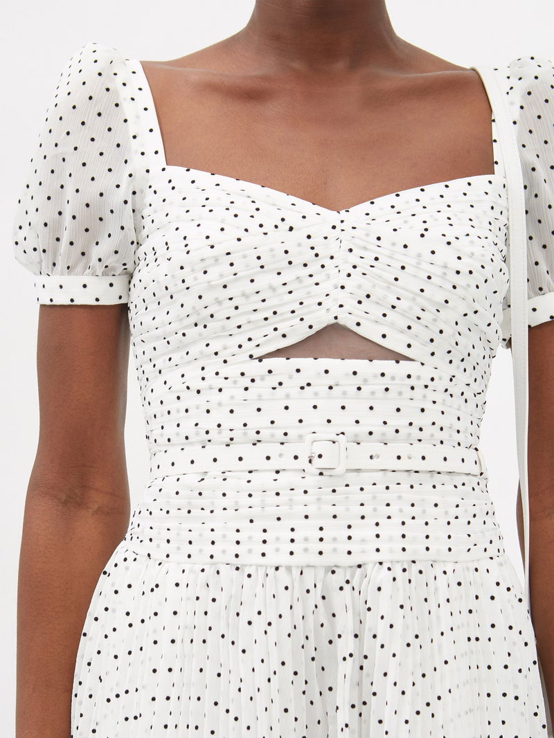 self portrait polka dot chiffon dress Cream Polka Dot Cotton Midi Dress self-portrait-US