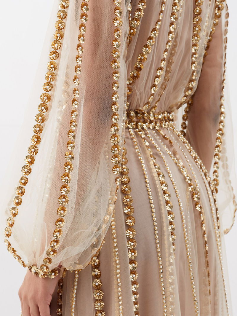 Valentino Pearl And Sequin-Embellished Tulle Gown | endource