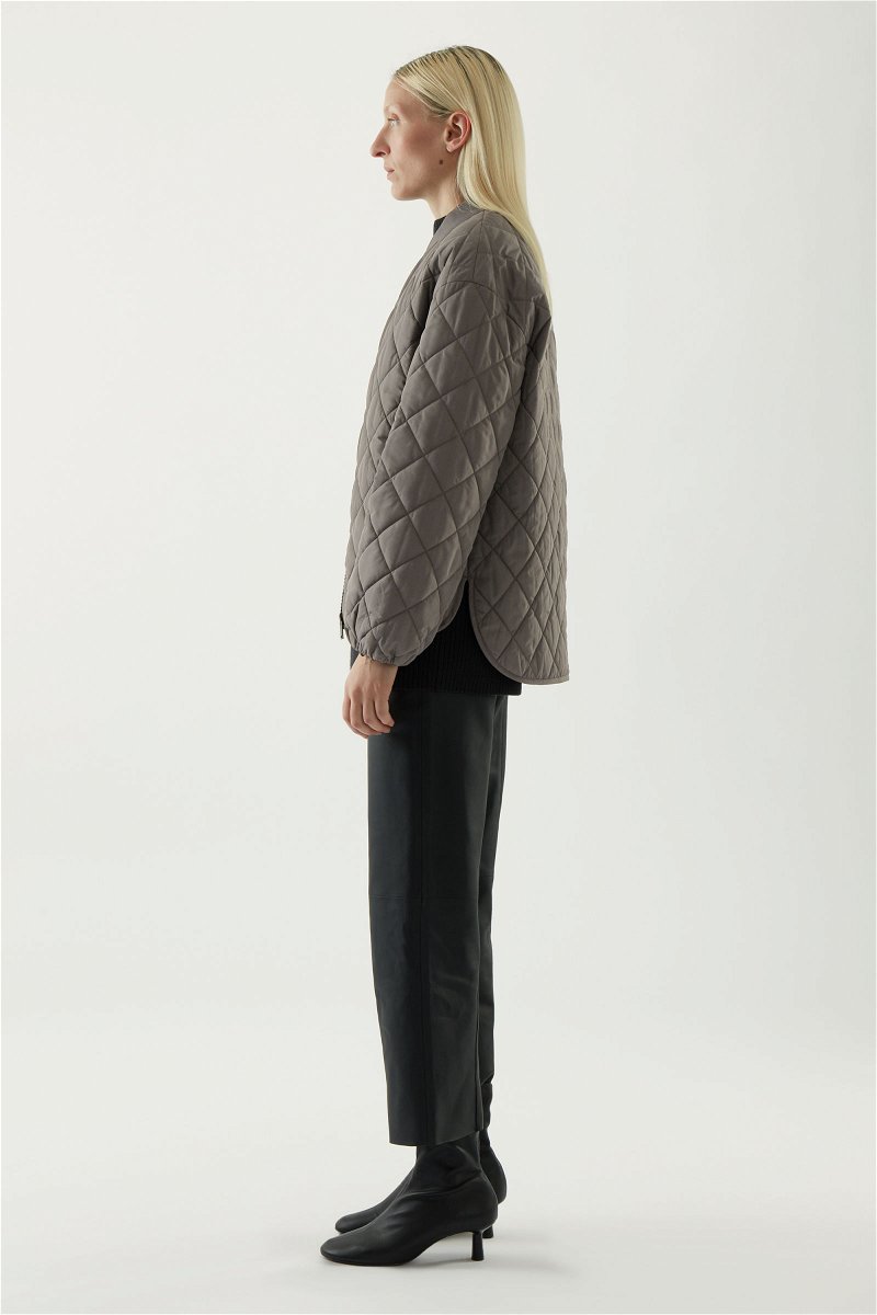 Quilted coat with recycled polyester - guacamole