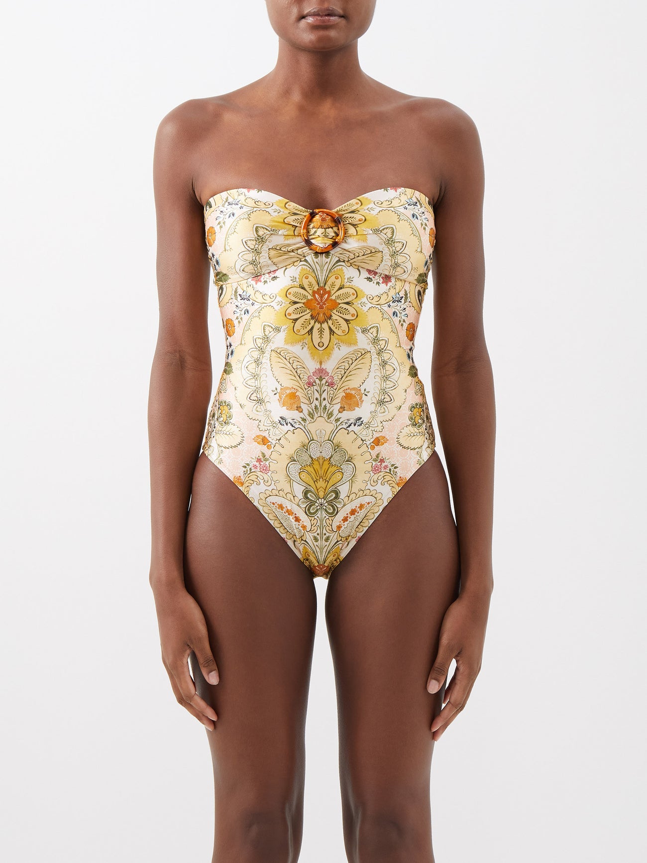 Zimmermann Laurel Bamboo Ring Swimsuit In Yellow Endource