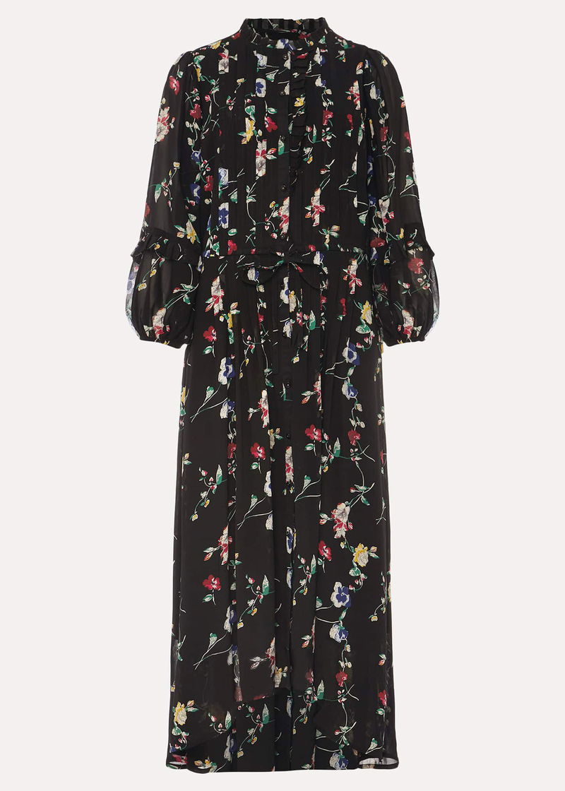 PHASE EIGHT Imara Floral Print Midaxi Dress in Black/Multi