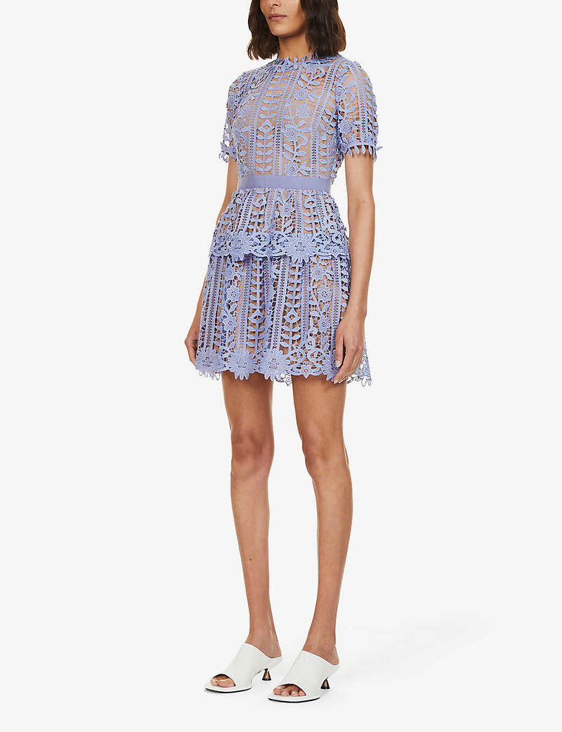 self portrait white circle floral lace mini dress White Floral Lace Midi Dress self-portrait