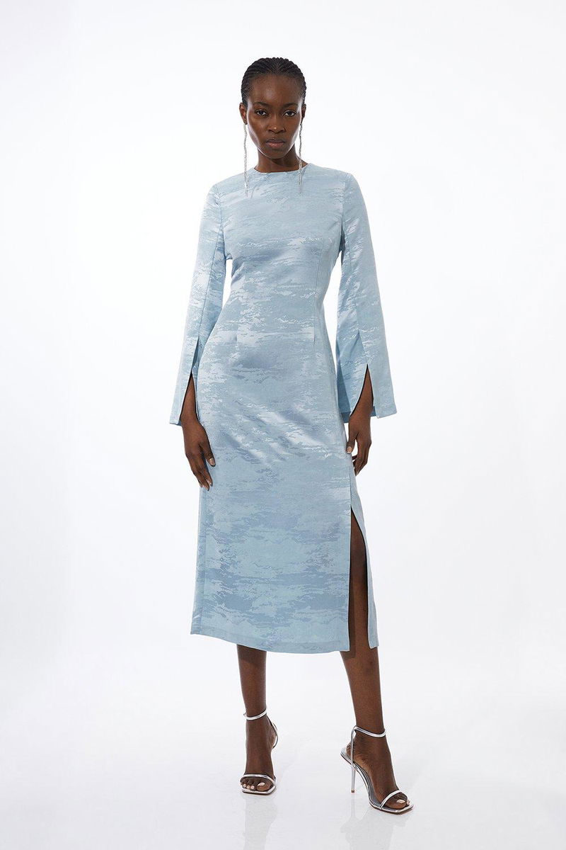 karen millen cut out dress Jacquard Woven Back Midi Ebay Black Glitter Maxi Dress fairytale princess wedding dress whilst the scattered metallic Color:Blue Vista Combo
