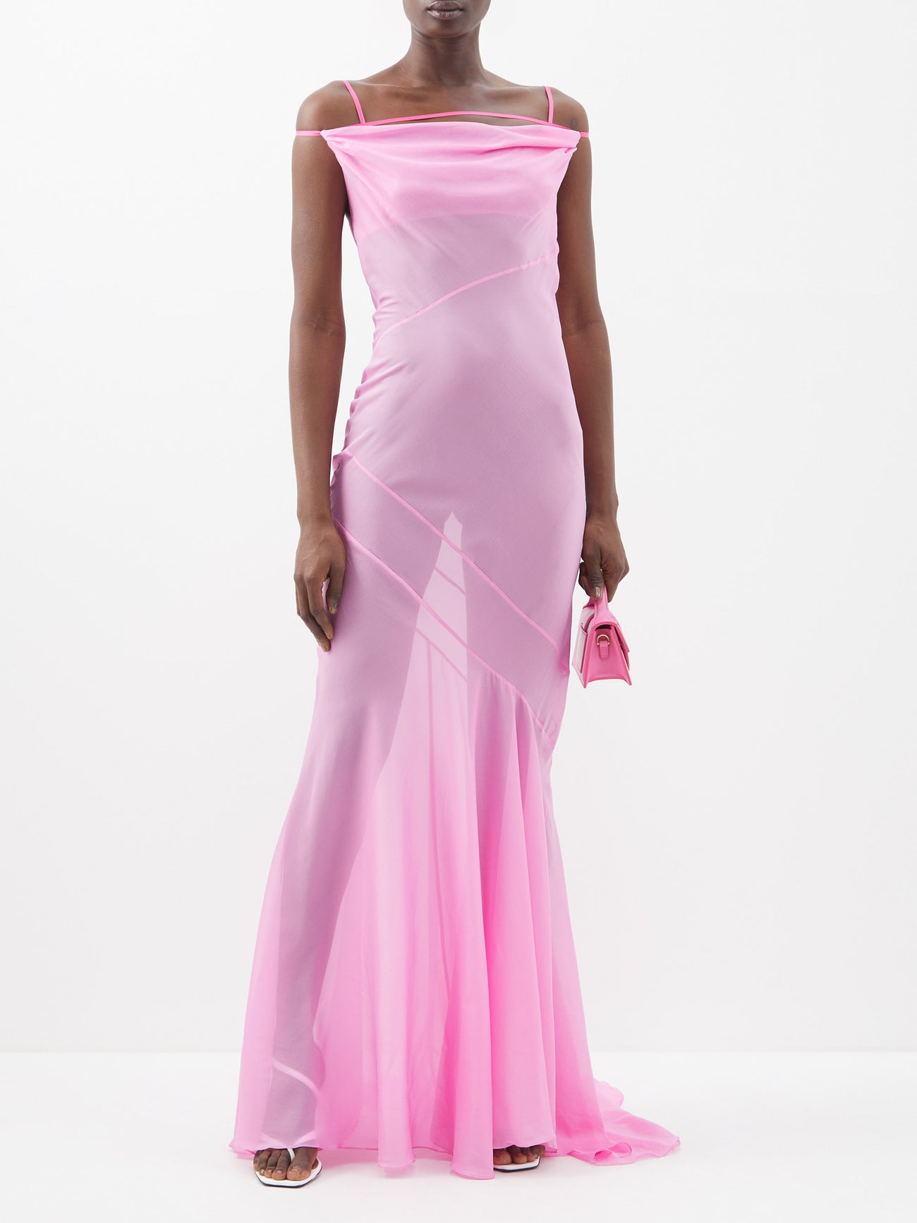 jacquemus sheer dress La Robe Piombone tulle maxi dress in white - Jacquemus