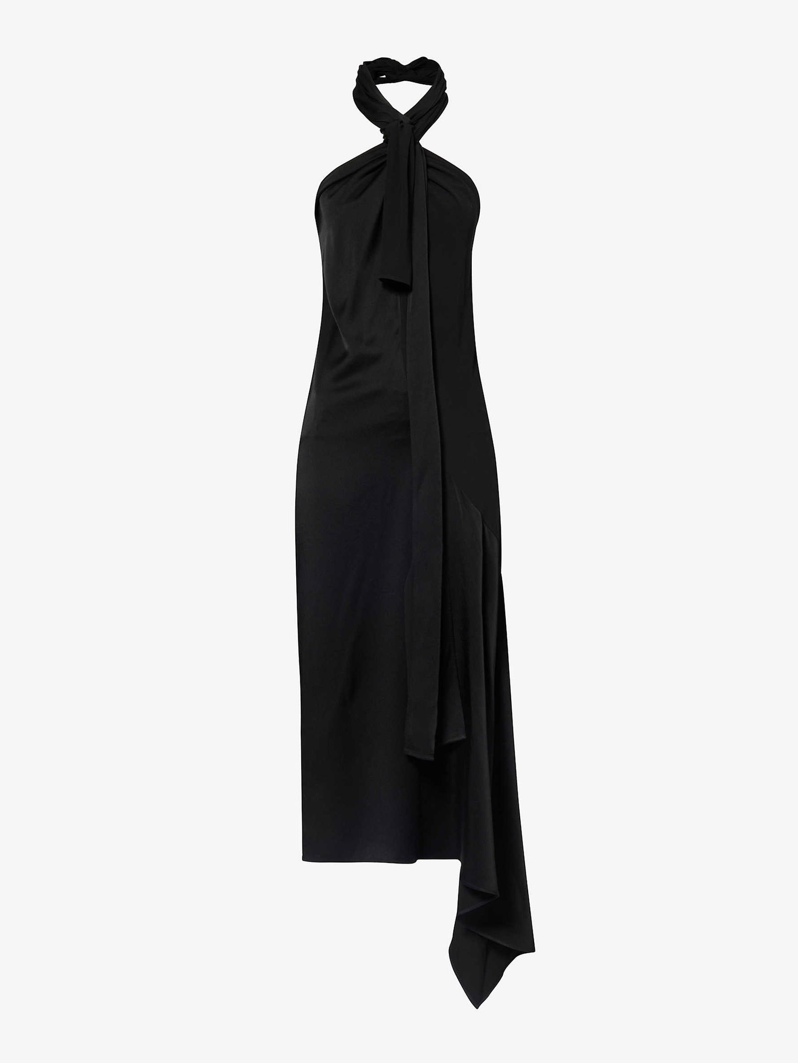 GIVENCHY Lavaliere Halterneck Woven Midi Dress in BLACK | Endource