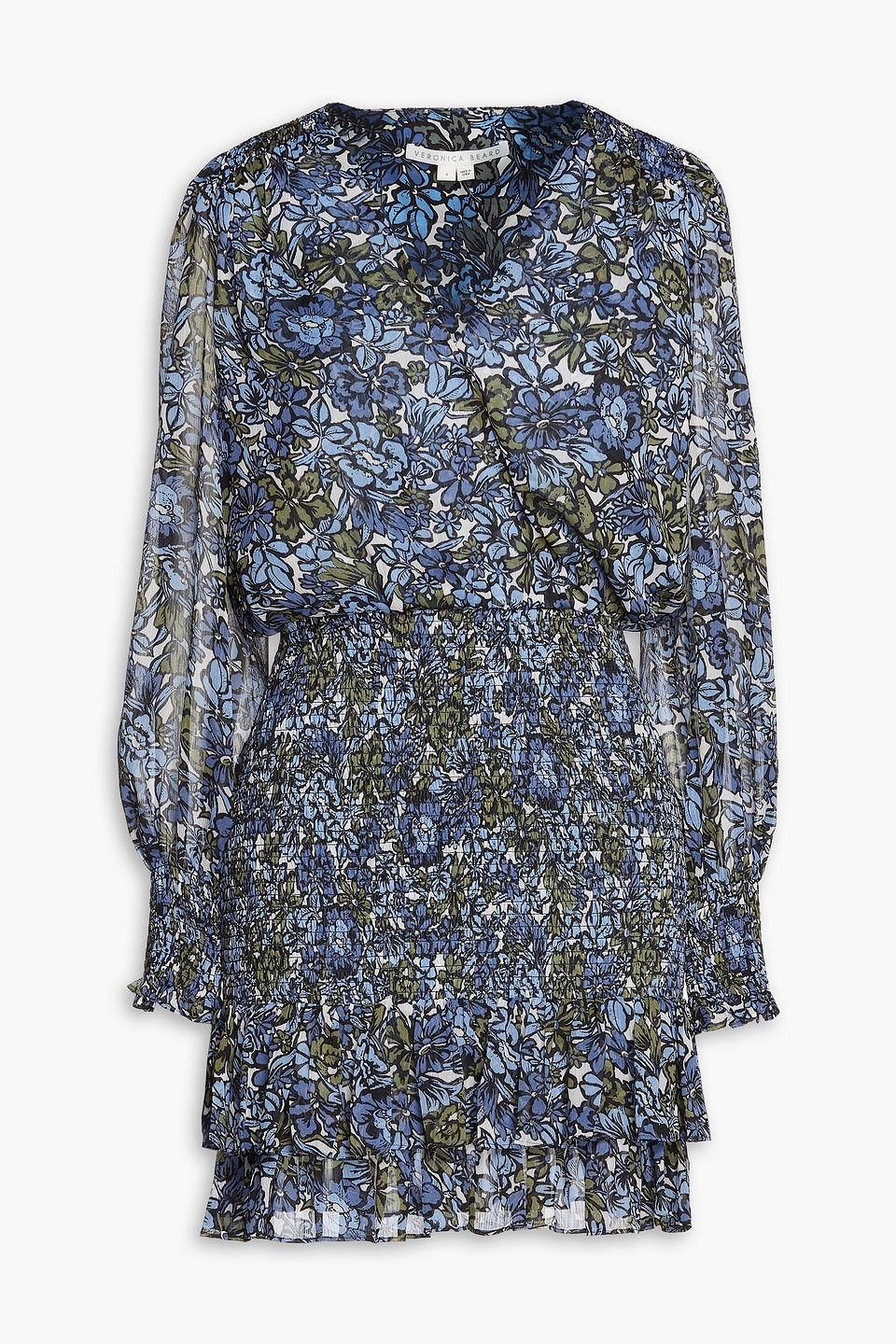 Veronica Beard Women's Saera Floral Print Smocked Chiffon Minidress Size 2