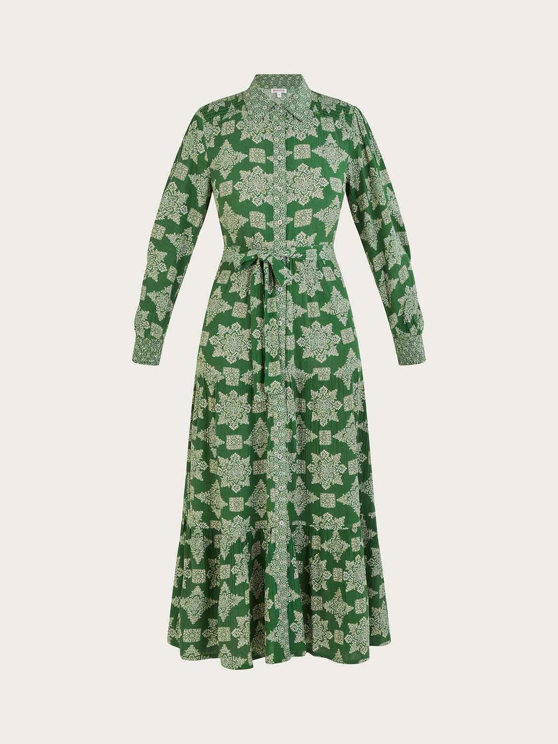 Monsoon Fernanda Geo Print Midi Dress in Green | Endource