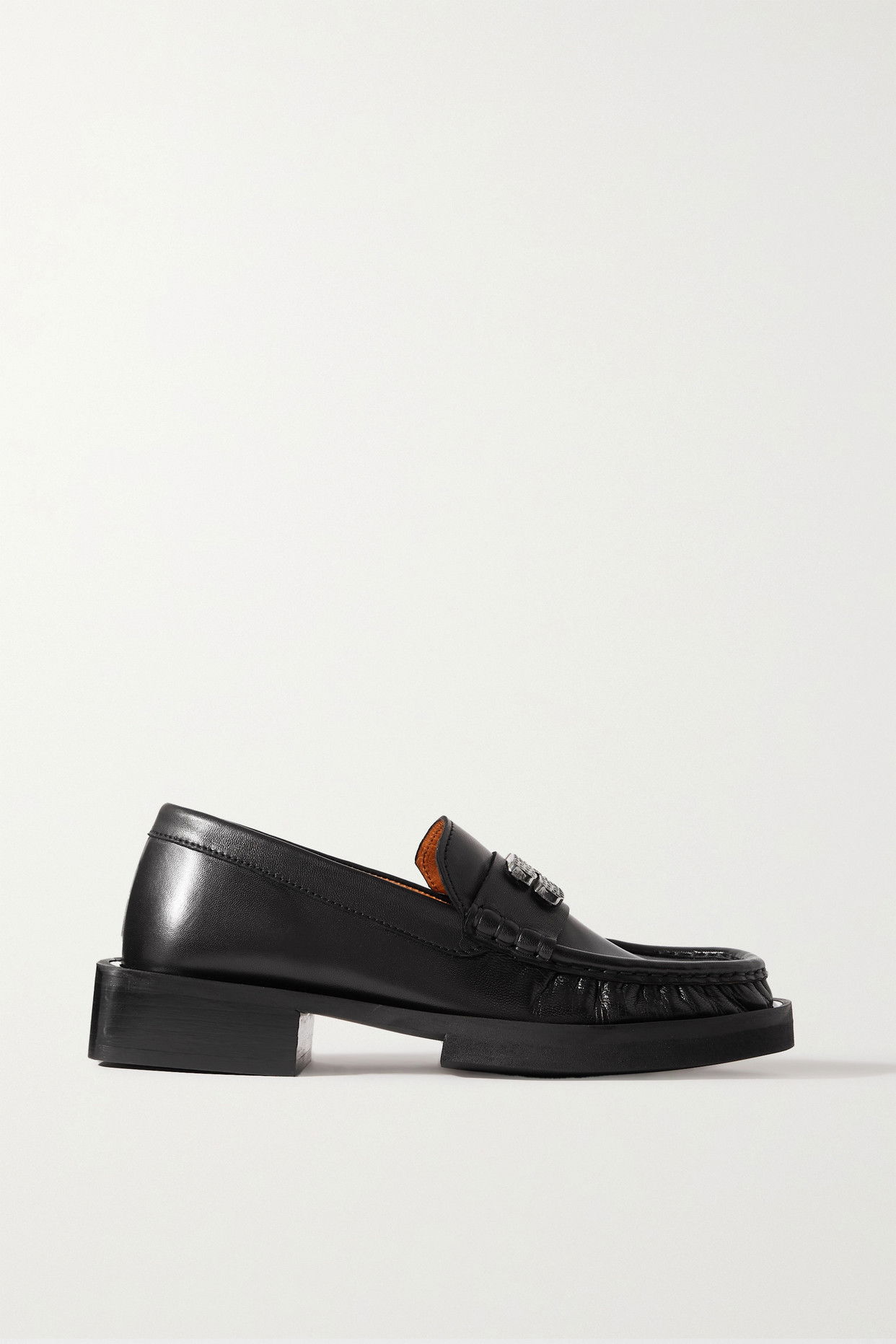 GANNI Crystal-Embellished Leather Loafers | endource