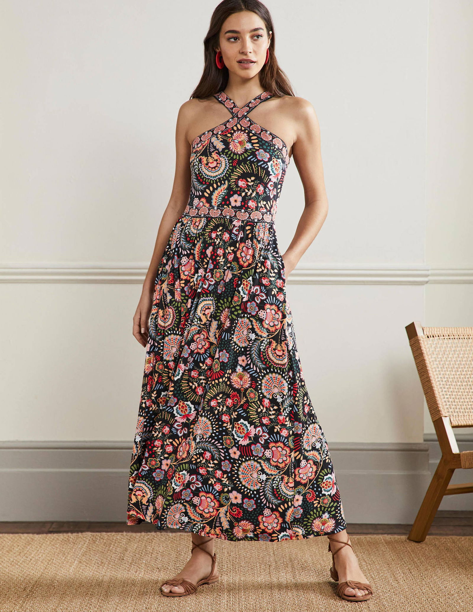 BODEN Halterneck Jersey Maxi Dress | endource