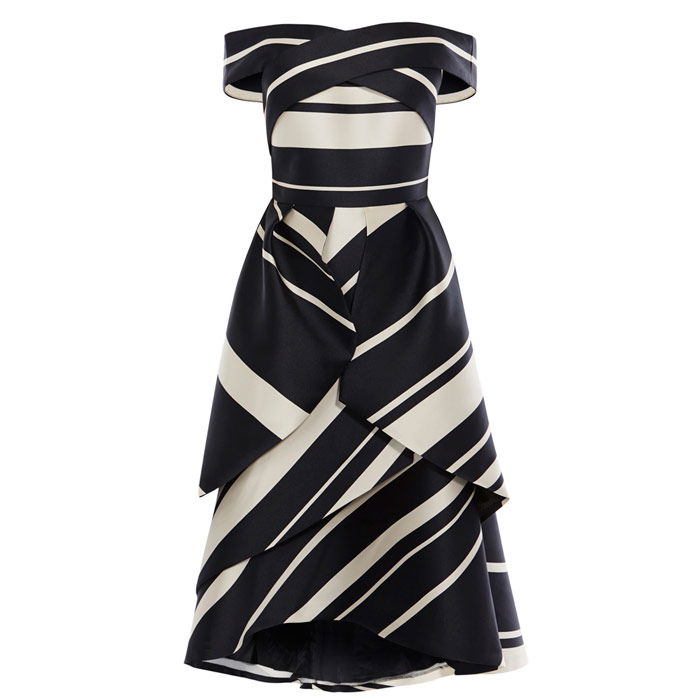bardot dress black and white Black Mini Dress with White Trim