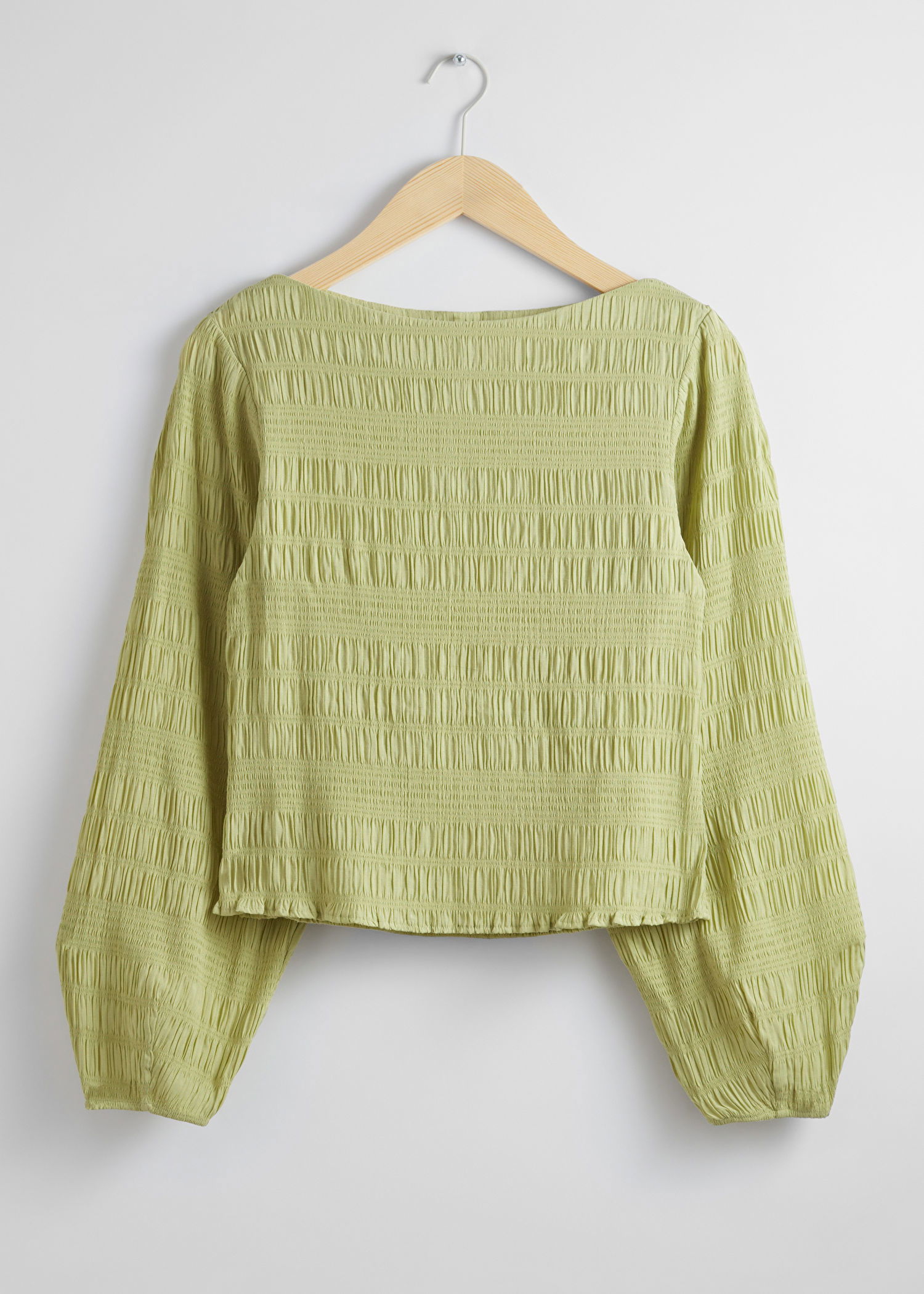 Collared ' Wet' Blouse with Smocked Sleeves main image 0