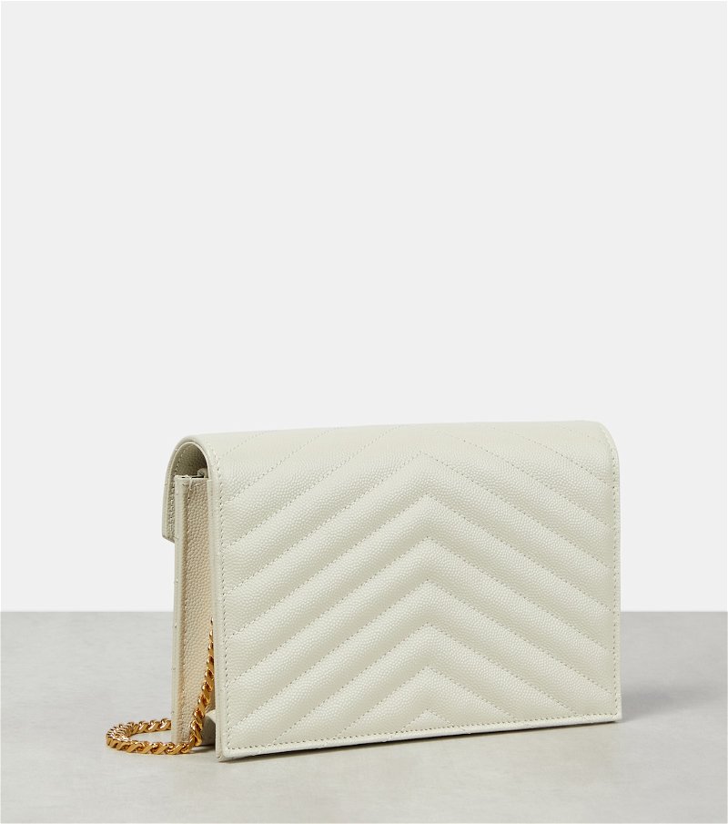 Cassandre Matelasse Envelope Leather Wallet On Chain in White