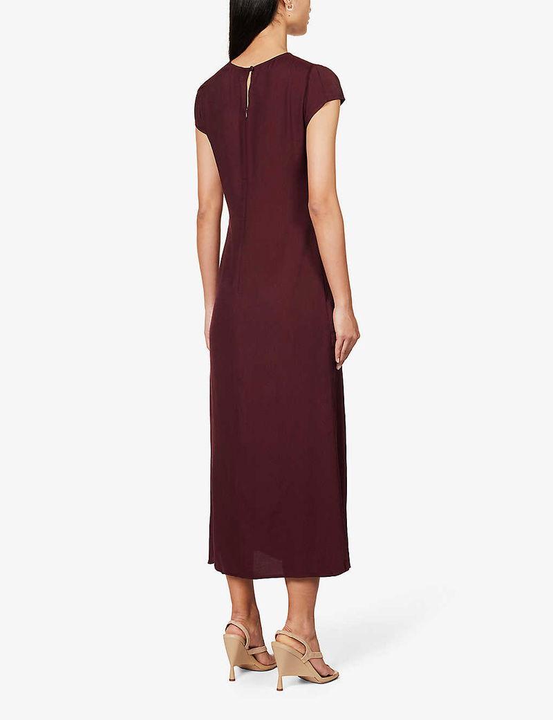 wrap front midi dress Drew Puff Sleeve Wrap Front Midi Dress Brown Spot – Girl In Mind