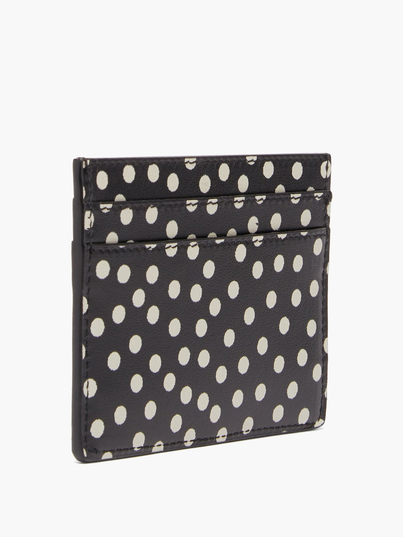 SAINT LAURENT YSL-Plaque Polka-Dot Print Leather Cardholder | endource