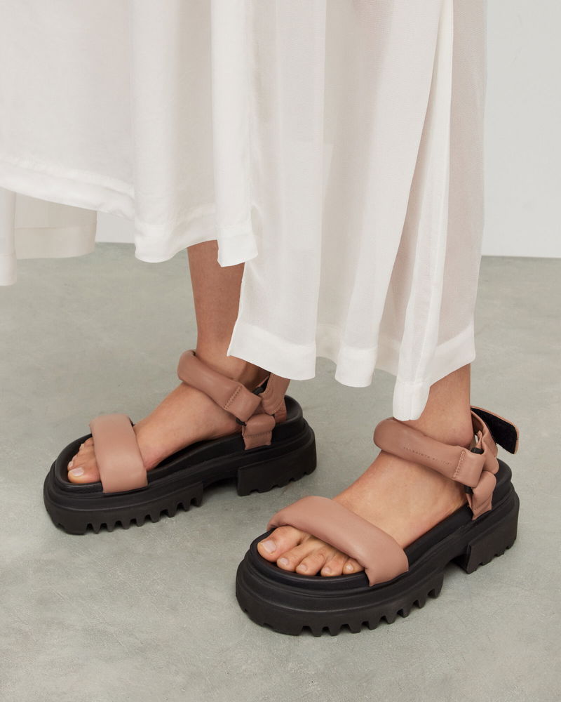 ALLSAINTS Helium Leather Sandals in Pink | endource