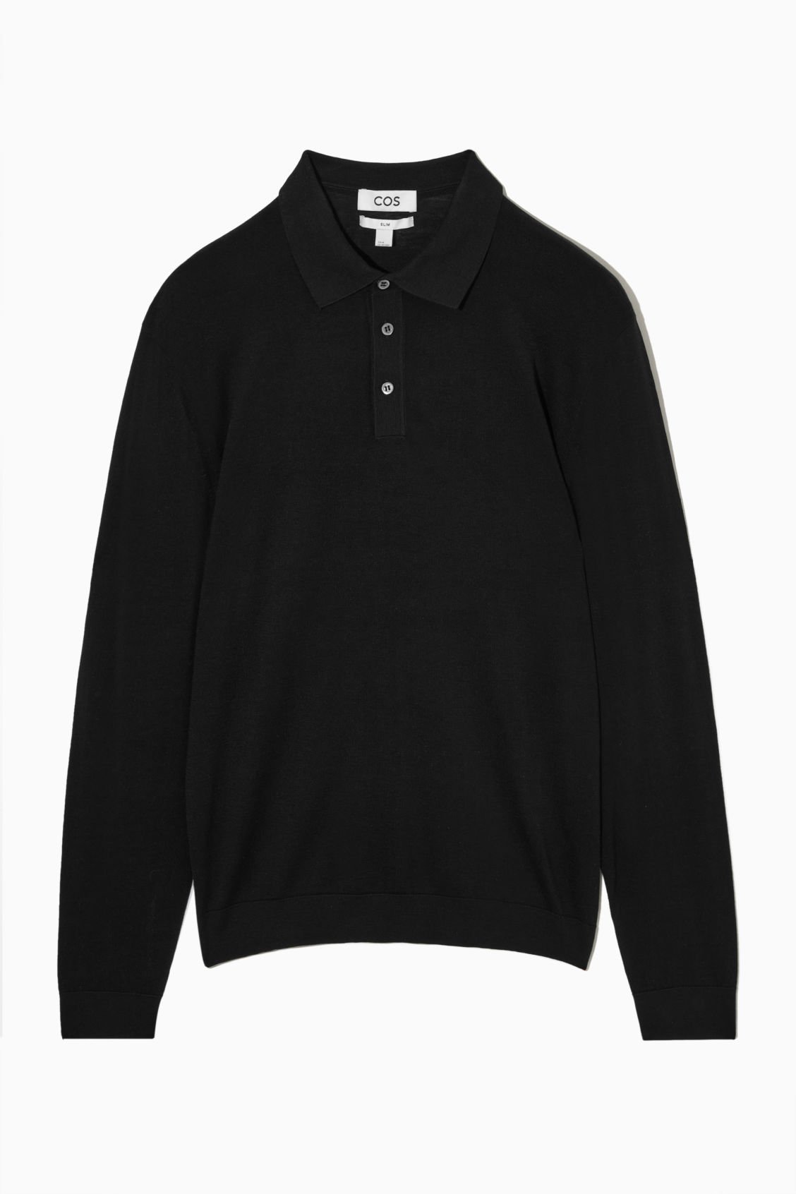 COS Slim-Fit Silk-Blend Polo Shirt in BLACK