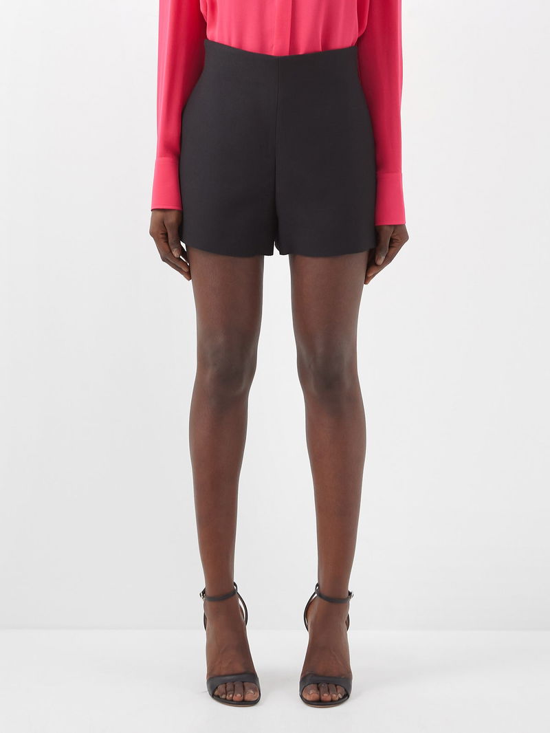 Valentino Crepe Couture High-Waisted Crepe Shorts endource