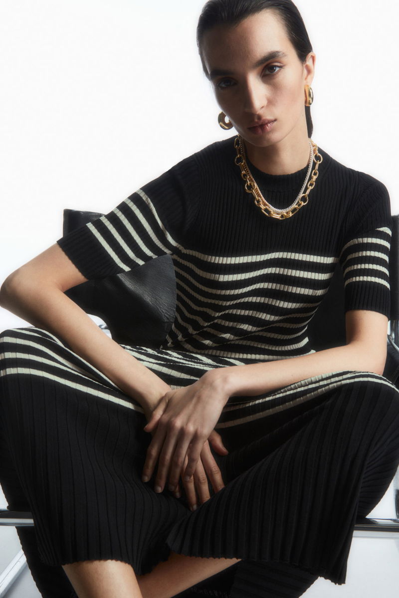 COS Striped Knitted Midi Dress | endource