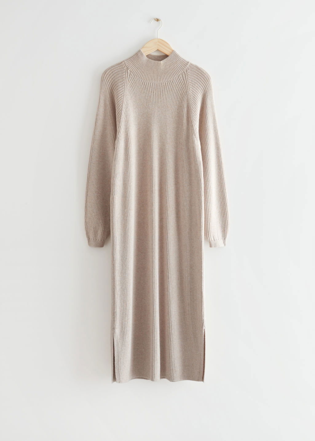 & OTHER STORIES Rib Knit Midi Dress in Oatmeal | Endource