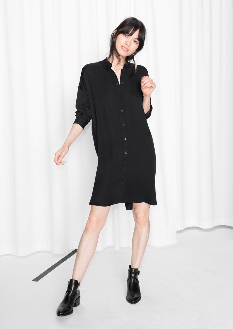 & other stories black shirt dress & Other Stories Black and White Floral Shirt Dress – RefindStyle