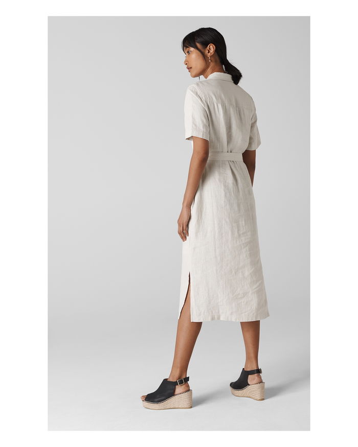 WHISTLES Bella Linen Shirt Dress in Stone Endource