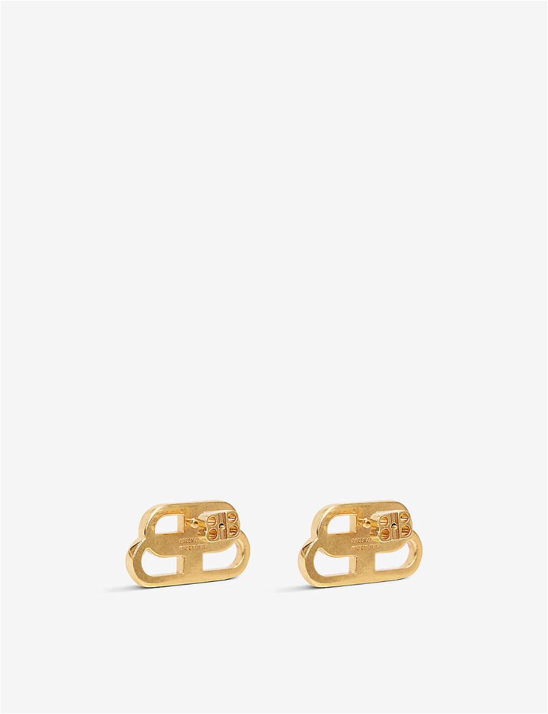 Buy Balenciaga Gold BB Stud Small Earrings in Shiny Brass for