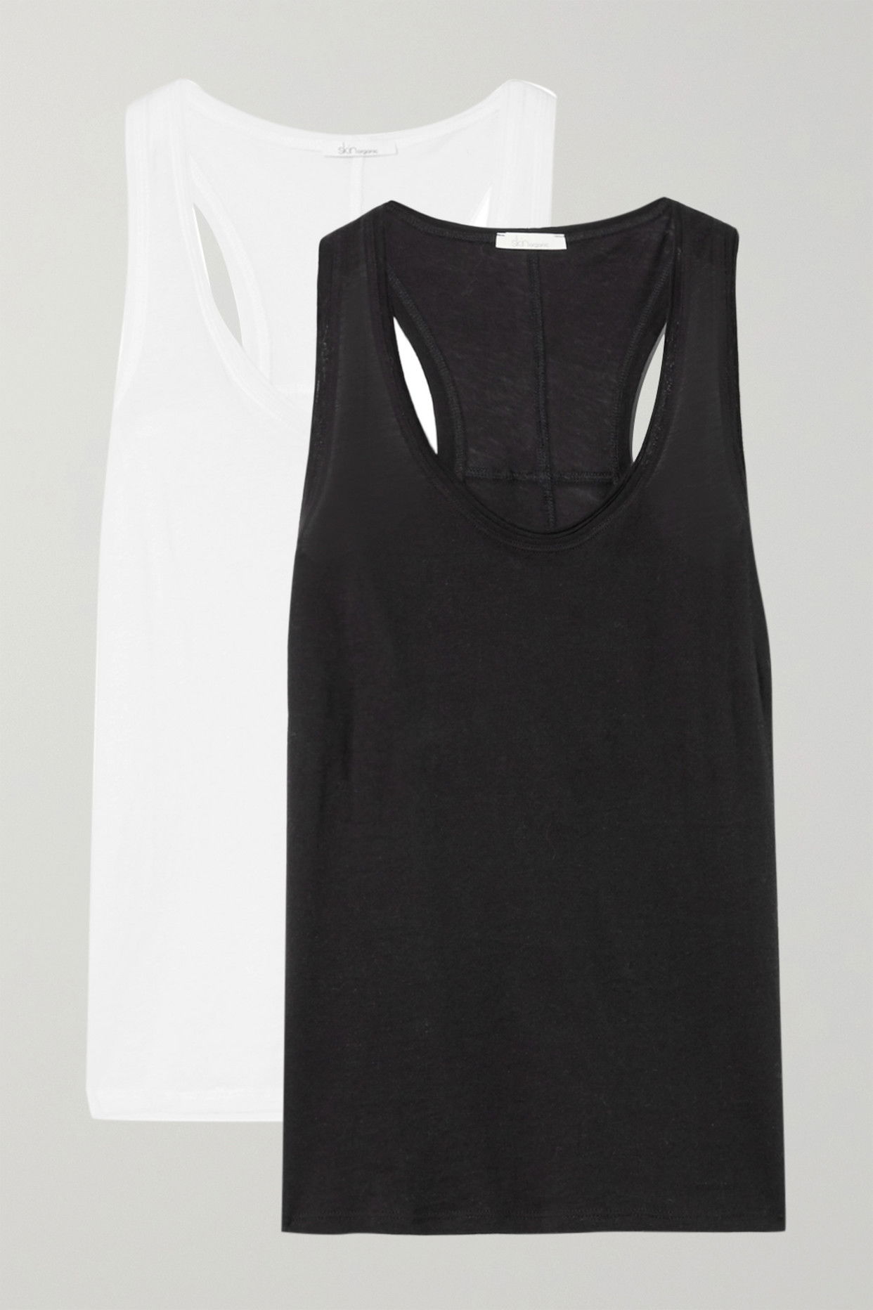 SKIN Set Of Two Organic Pima Cotton-Jersey Tanks in Black