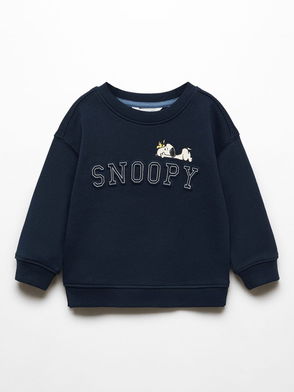 MANGO Baby Pyparche Snoopy Textured Hooded Sweatshirt in Dark Yellow