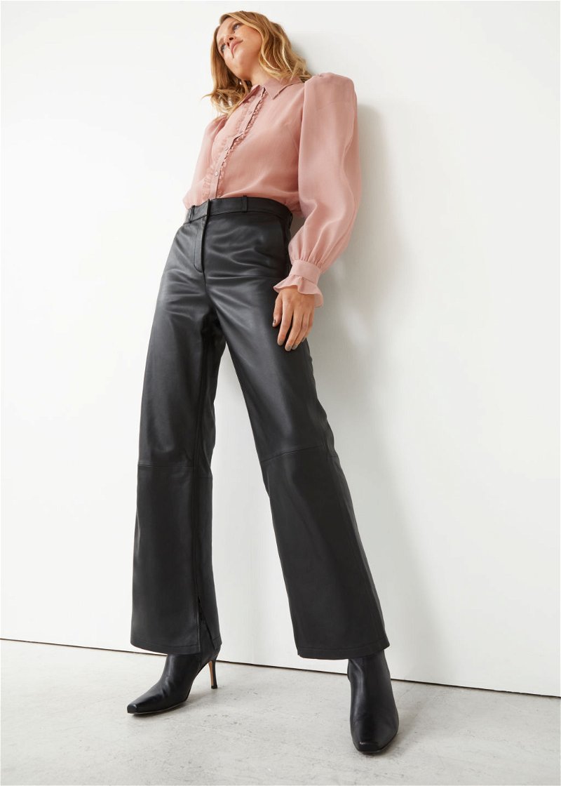 Fitted Flared Leather Trousers