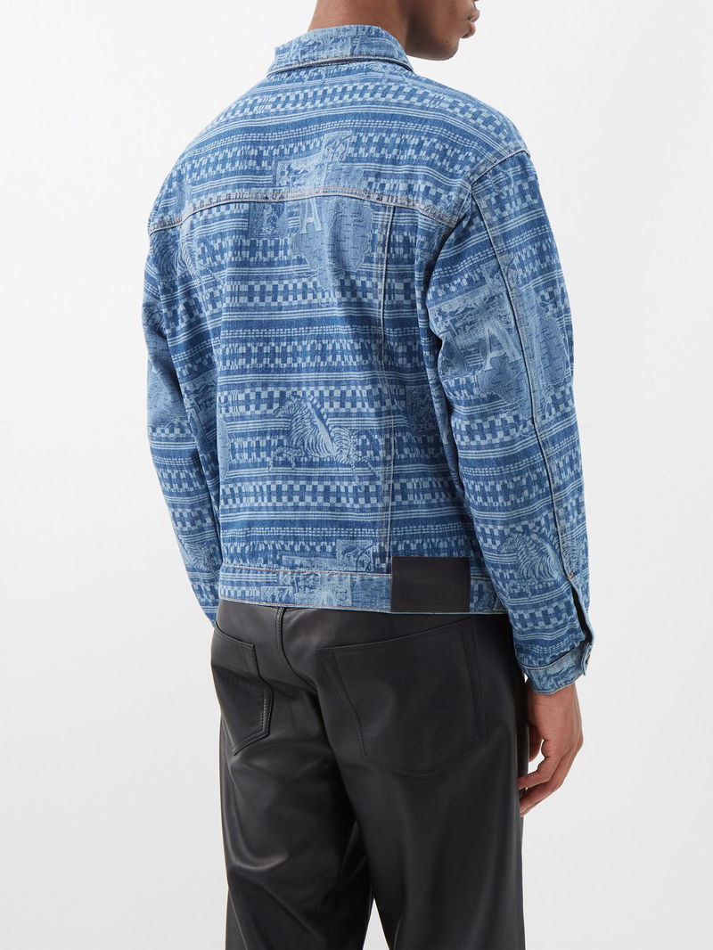 AHLUWALIA Kampala LaserEtched Denim Jacket in Blue Endource