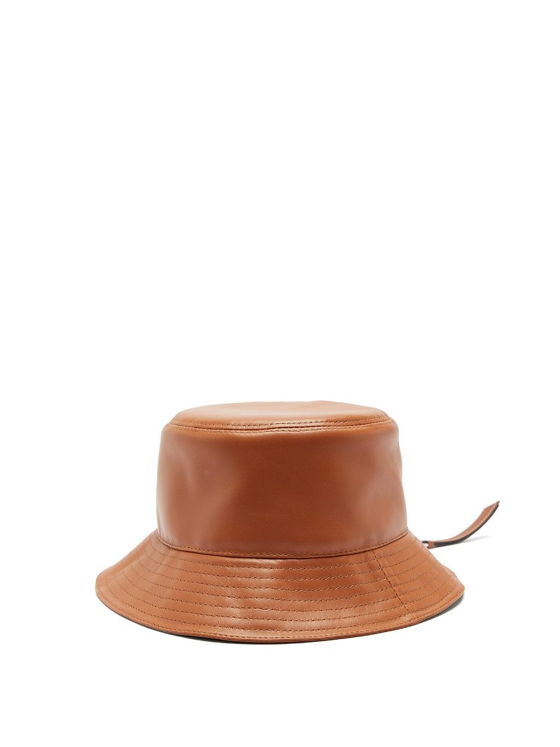 Loewe Fisherman Bucket Hat in Tan Nappa calf leather Leather Brown