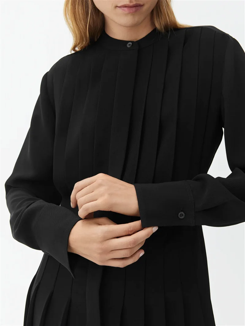 ARKET Pleated Crepe Dress in Black | Endource